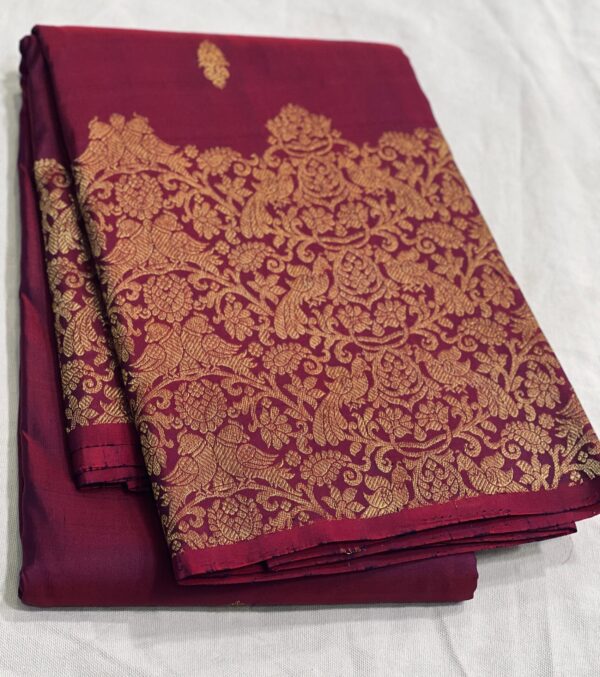 Magenta Kanjivaram Silk Saree with Gold Zari Butta Design