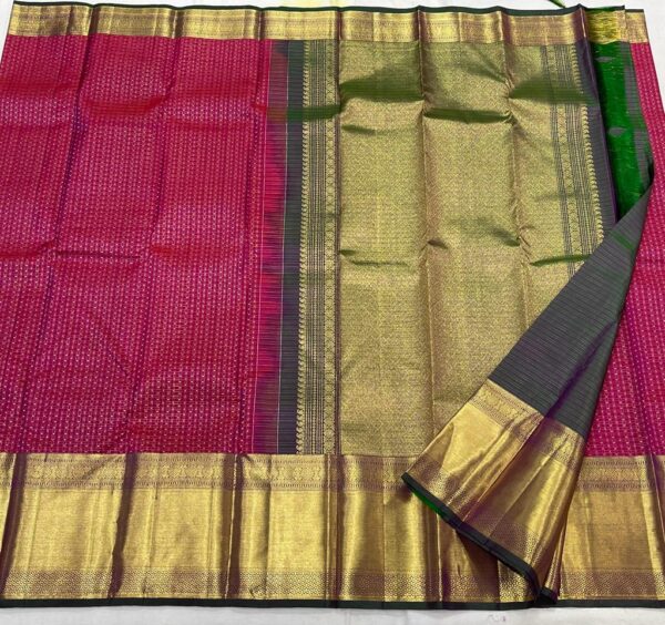 Kanjivaram Silk Saree in Peppermint and Green with Gold Zari