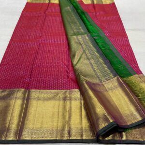 Kanjivaram Silk Saree in Peppermint and Green with Gold Zari