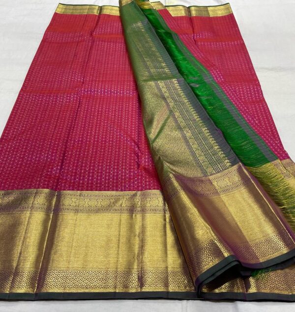 Kanjivaram Silk Saree in Peppermint and Green with Gold Zari