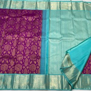 Kanjivaram Silk Saree in Purple and Mint Green