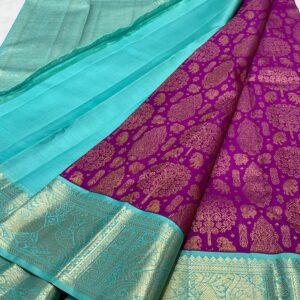 Kanjivaram Silk Saree in Purple and Mint Green