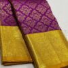 Kanjivaram silk saree in purple body color with mango yellow