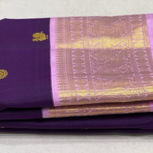 Kanjivaram Silk Saree in Brinjal Purple With Lavender