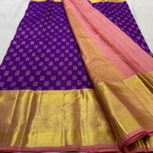 Kanjivaram Silk Saree in Purple and Rose Pink