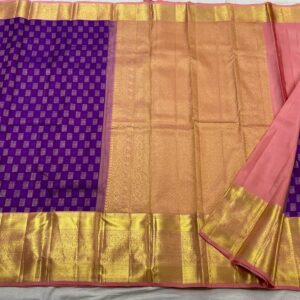 Kanjivaram Silk Saree in Purple and Rose Pink