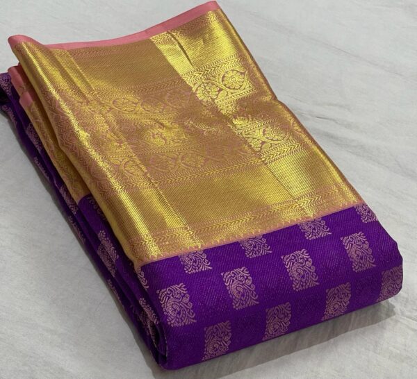 Kanjivaram Silk Saree in Purple and Rose Pink