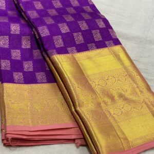 Kanjivaram Silk Saree in Purple and Rose Pink