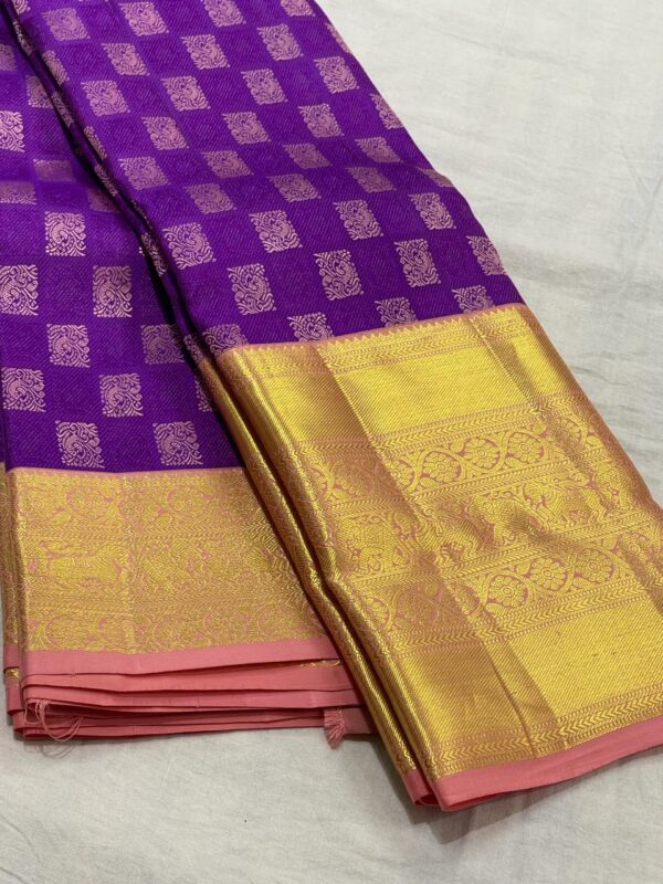 Kanjivaram Silk Saree in Purple and Rose Pink