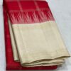 Kanjivaram Silk Saree in Candy Red with White Border