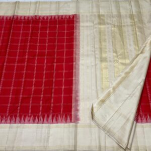 Kanjivaram Silk Saree in Candy Red with White Border