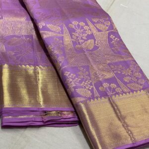 Kanjivaram Silk Saree in Self Lavender with Gold Zari