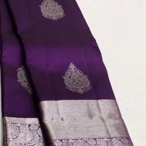 Kanjivaram Silk Saree in Violet with Silver Zari