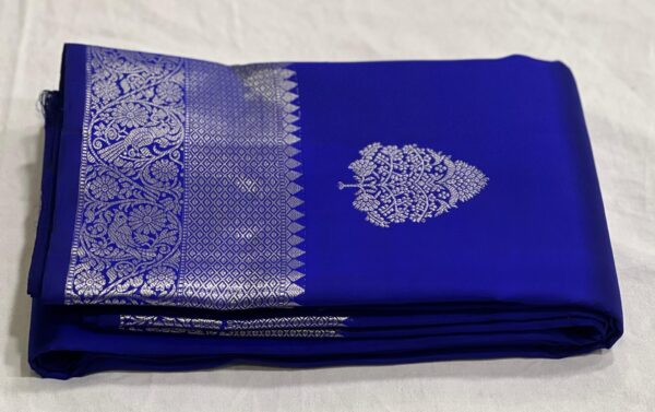 Kanjivaram Silk Saree in Royal Blue with Silver Zari