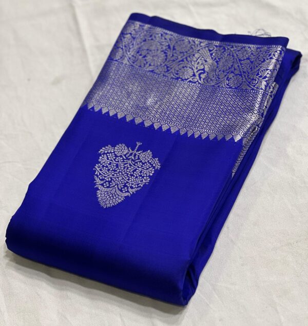 Kanjivaram Silk Saree in Royal Blue with Silver Zari