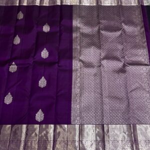 Kanjivaram Silk Saree in Violet with Silver Zari