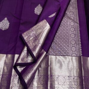 Kanjivaram Silk Saree in Violet with Silver Zari