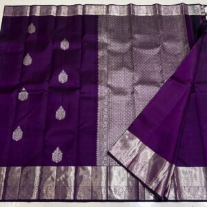 Kanjivaram Silk Saree in Violet with Silver Zari