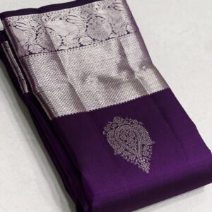 Kanjivaram Silk Saree in Violet with Silver Zari