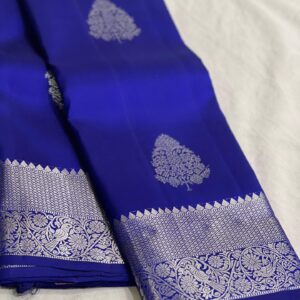 Kanjivaram Silk Saree in Royal Blue with Silver Zari