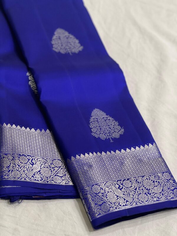 Kanjivaram Silk Saree in Royal Blue with Silver Zari