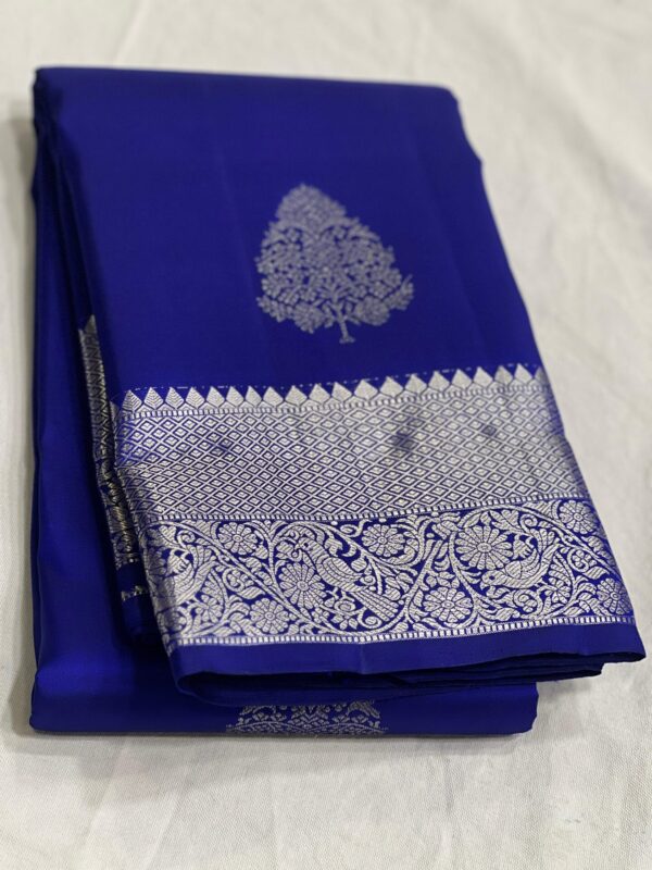 Kanjivaram Silk Saree in Royal Blue with Silver Zari