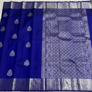 Kanjivaram Silk Saree in Royal Blue with Silver Zari