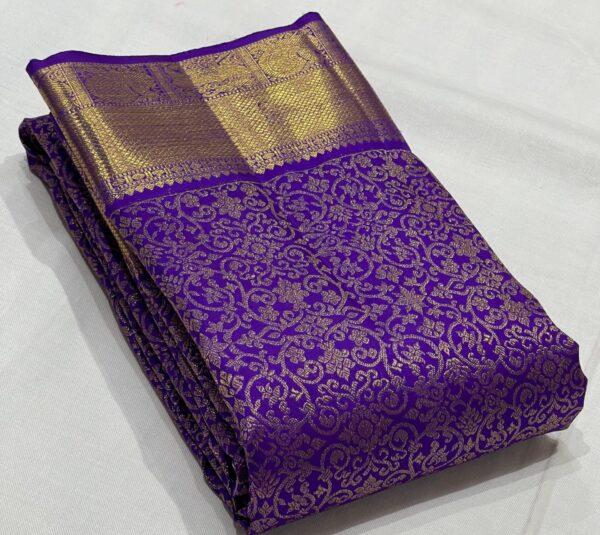 Kanjivaram Silk Saree in Royal Purple with Gold Zari