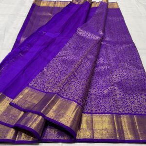 Kanjivaram Silk Saree in Royal Purple with Gold Zari