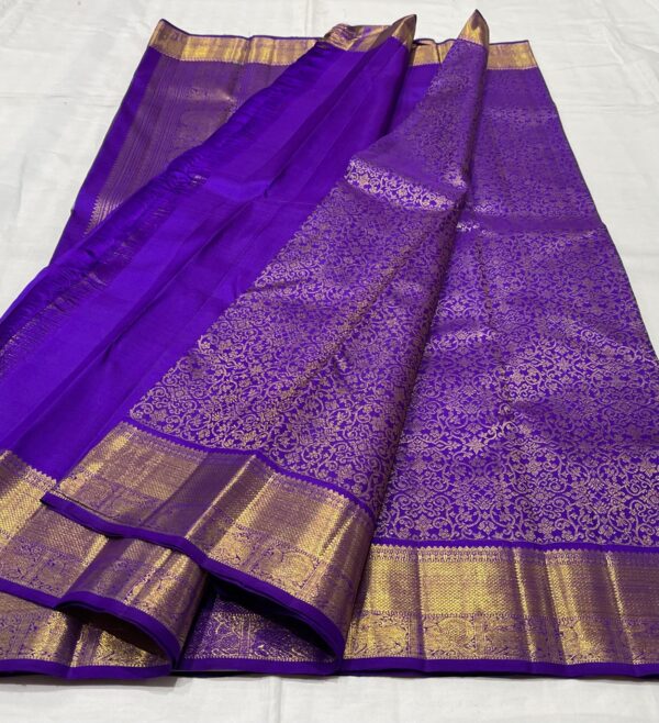 Kanjivaram Silk Saree in Royal Purple with Gold Zari