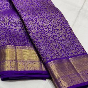 Kanjivaram Silk Saree in Royal Purple with Gold Zari