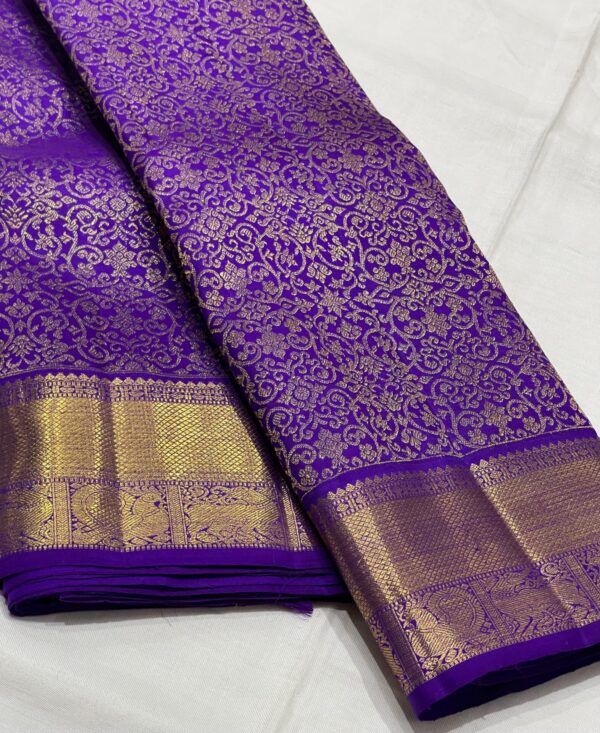 Kanjivaram Silk Saree in Royal Purple with Gold Zari