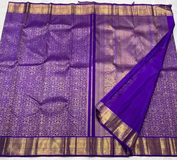 Kanjivaram Silk Saree in Royal Purple with Gold Zari