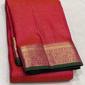 Kanjivaram Silk Saree in Candy Red and Pink