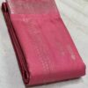 Coral Pink & Navy Blue Kanjivaram Silk Saree with Silver Zari