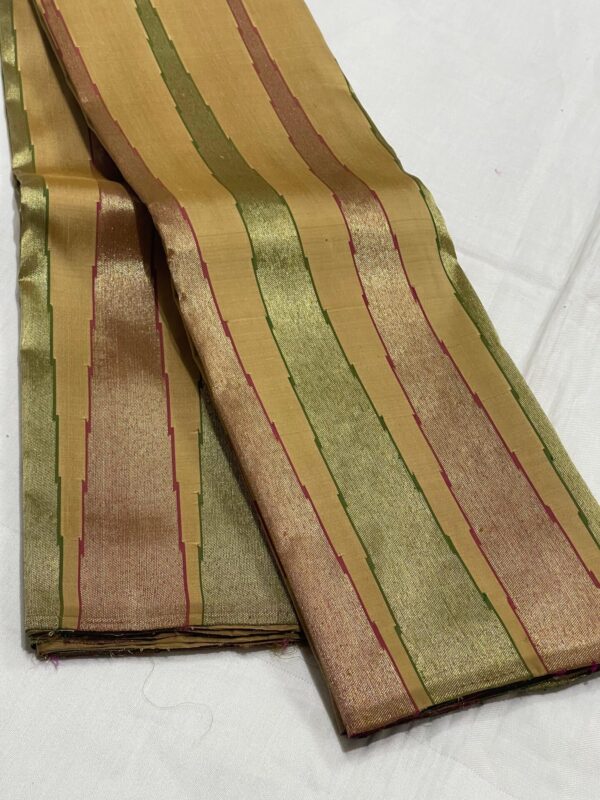 Olive Green Kanjivaram Silk Saree with Maroon Red