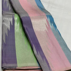 Multi-Shade Kanjivaram Silk Saree with Baby Pink