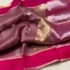 Pure Banarasi kora organza silk saree In Light Beetroot With Pink