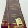 Pure Crepe Mysore Silk Sarees In Ash With Maroon Red