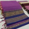 Kanjivaram Cotton Saree In Lavender With Royal Blue