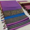 kanjivaram Cotton Saree In Lavender With Blue