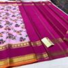 Pure Crepe Mysore Silk Sarees In Lavender With Dark Pink