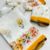 Best White chanderi cotton silk saree digital print zari border