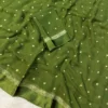 Visocse Georgette Silk Saree Sequin Work sattin Border In green