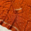Visocse Georgette Silk Saree Sequin Work sattin Border In Orange