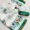 Best White chanderi cotton silk saree digital print zari border In green