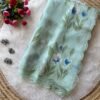 Best Organza Hand Painted Saree In Sky Blue