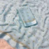 Visocse Georgette Silk Saree Sequin Work sattin Border In Sky Blue
