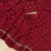 Visocse Georgette Silk Saree Sequin Work sattin Border In Maroon Red