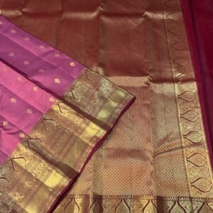 Kanchipuram Silk saree In Onion Pink With Maroon